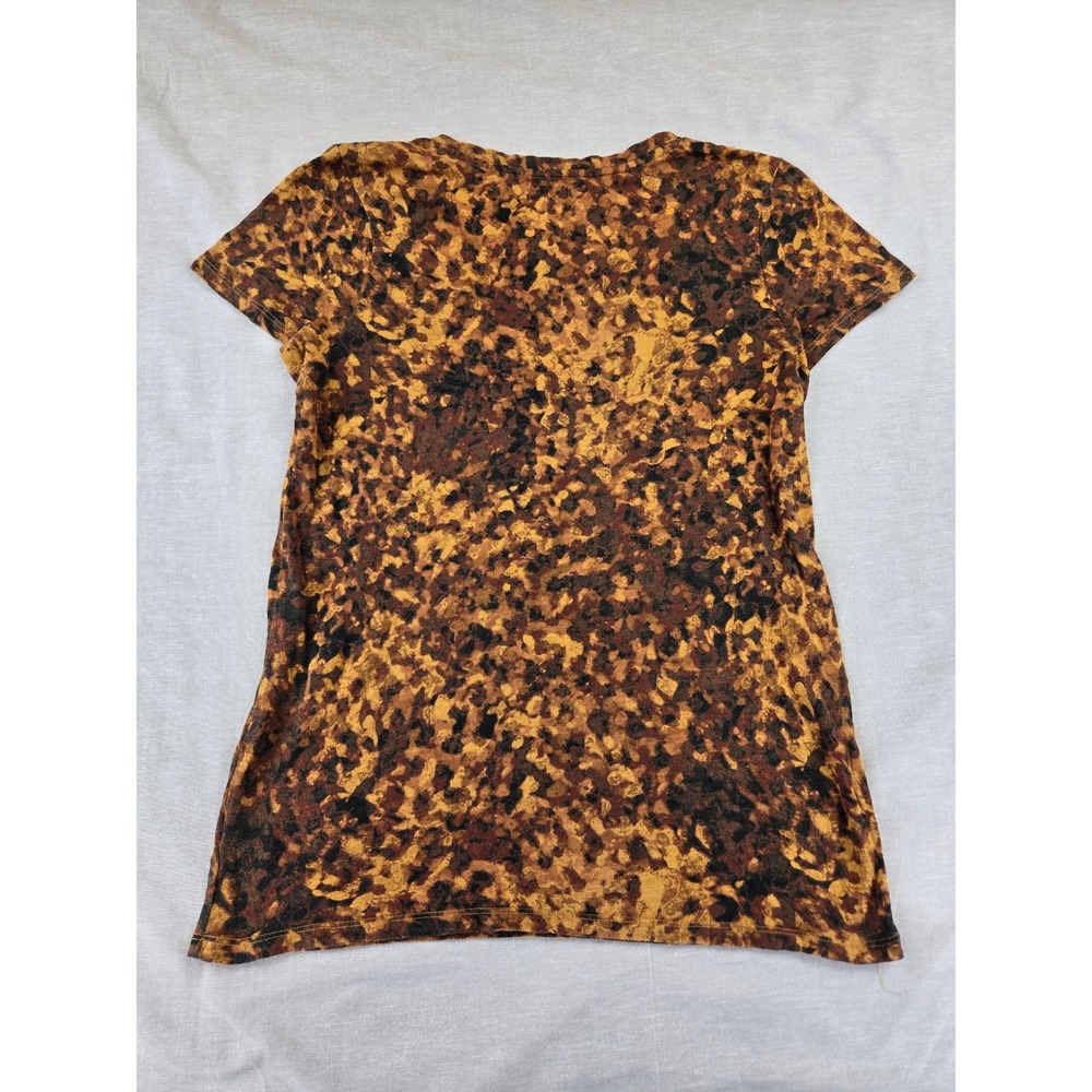 Merona Womens Leopard Animal Print V-Neck Short Sleeve Cotton T-Shirt Mustard M - Picture 9 of 10